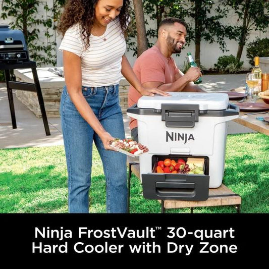 Ninja Frostvault Hard Cooler with Dry Zone FB151 - 30 Quart Capacity Heavy-Duty Construction Premium Ice Retention & Smart Packing for Outdoor Adventures