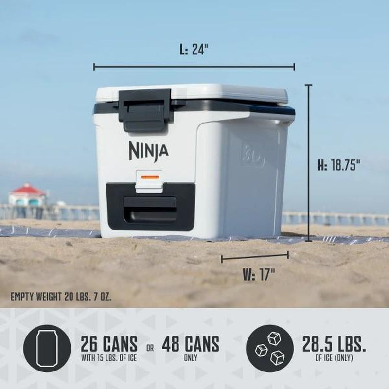 Ninja Frostvault Hard Cooler with Dry Zone FB151 - 30 Quart Capacity Heavy-Duty Construction Premium Ice Retention & Smart Packing for Outdoor Adventures