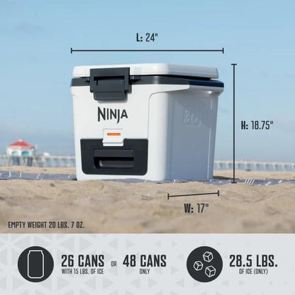 Ninja Frostvault Hard Cooler with Dry Zone FB151 - 30 Quart Capacity Heavy-Duty Construction Premium Ice Retention & Smart Packing for Outdoor Adventures
